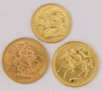 Lot 442 - Two gold sovereigns and a half sovereign