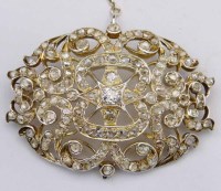Lot 446 - Diamond oval brooch.