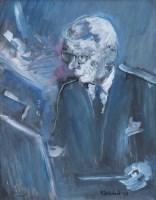 Lot 466 - J.L. Isherwood, Portrait of L.S. Lowry R.A., oil.
