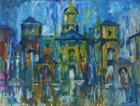 Lot 477 - J.L. Isherwood, Rain, Horse Guards, oil on board.