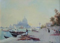Lot 490 - Giovanni Merini, Venice, oil on canvas.