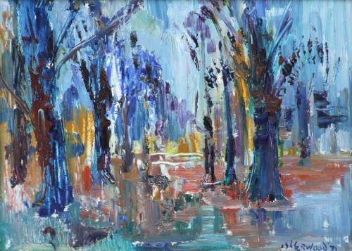 Lot 493 - J.L. Isherwood, Deer Park, oil.
