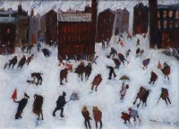 Lot 529 - Sue Atkinson, A Wintry Day Up North, oil.