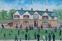Lot 547 - Charles M. Jones, The Pig & Whistle Inn, oil.