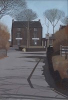 Lot 557 - Russell Howarth, Street scene, oil.