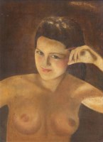 Lot 582 - Pal Fried, Female nude portrait, oil.
