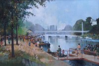 Lot 587 - George Thompson, River Dee and The Groves, Chester, oil.