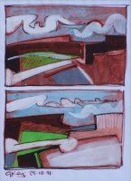 Lot 601 - Geoffrey Key, Landscapes, mixed media.