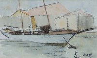 Lot 612 - Paul Maze, Steamboat, watercolour.