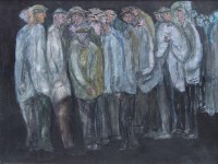 Lot 616 - John Thompson, Figure group, mixed media.