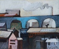 Lot 622 - Geoffrey Key, Viaduct, mixed media.