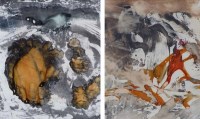 Lot 624 - Roy Burrows, Crafnant Hill Farms I and II, monotype with watercolours (2).