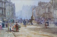 Lot 630 - John Sutton, Piccadilly Circus circa. 1897, watercolour.