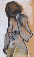 Lot 631 - Geoffrey Key, Standing nude, mixed media.