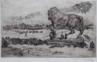 Lot 638 - Erich Wolfsfeld, The Trojan Horse, signed etching.