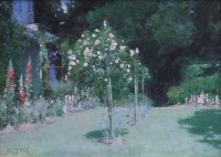 Lot 660 - C. Waldo Adin, Garden scene, oil.