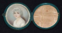 Lot 689 - English School, early 19th century, Portrait of a lady, cased miniature.