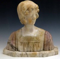 Lot 698 - Alabaster and marble bust.