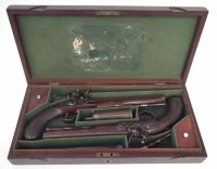 Lot 80 - Pair of flintlock dueling pistols by Manton