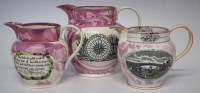 Lot 173 - Three Sunderland lustre jugs.