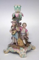 Lot 189 - Meissen candlestick figure group.