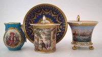 Lot 192 - Two Continental cabinet cups,  one with saucer