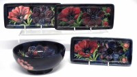 Lot 260 - Moorcroft Anemone bowl and three trays