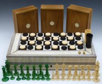 Lot 303 - Indian Ivory ChessSet/Draughs/Backgammon - set in