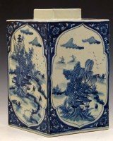 Lot 307 - Kangxi style blue and white square jar.