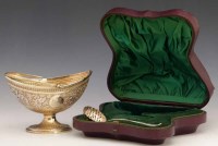 Lot 365 - Gilded silver sugar bowl and spoon in case.