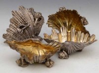Lot 366 - Set of four plated salts modelled as shells.