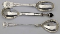 Lot 374 - Danish silver serving spoon circa 1910 and two