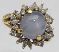 Lot 378 - Star Sapphire and Diamond Ring