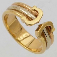 Lot 386 - Cartier 750 bi-coloured gold ring composed of