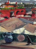 Lot 424 - Liam Spencer, Objects on the Window Sill, oil.