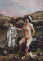 Lot 429 - Bohuslav Barlow, A Helping Hand, acrylic.