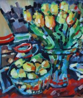 Lot 440 - Olivia Pilling, Tulips and Lemons, acrylic.