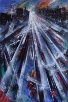 Lot 466 - David Wilde, Snowstorm, Rush Hour, Salford Crescent, acrylic.