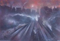 Lot 467 - David Wilde, Early Morning Smog, Shunting Yard near Victoria, 1960's, acrylic.