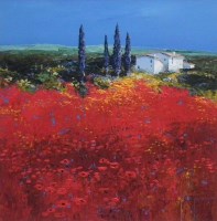 Lot 472 - John Horsewell, Colours of Provence (Red), acrylic.