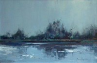 Lot 477 - James Longueville, The High Sun, Quoisley Mere, oil.