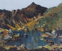 Lot 482 - Charles Wyatt Warren, Snowdon from Llyn Llydaw, oil.