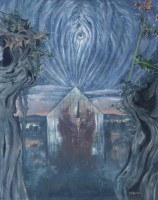 Lot 484 - G.W. Jardine, Old Witch Trapped in a Greenhouse, oil.