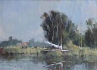 Lot 498 - James Longueville, Moorings, Horning, oil.