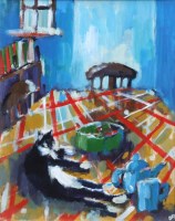 Lot 505 - Olivia Pilling, Orlando on the Kitchen Table, acrylic.