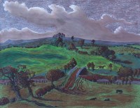 Lot 518 - M. Law-Webb, 20th century, Rural landscape, mixed media.