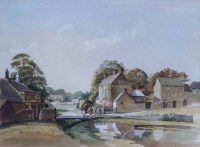 Lot 521 - Alan Kirkpatrick, Rural village scene, watercolour.