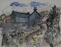 Lot 532 - Fred Yates, Rural view with cottage, watercolour.