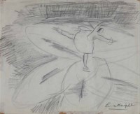 Lot 539 - Dame Laura Knight, Ice skater, crayon.