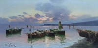 Lot 563 - De Luca, 20th century, Fishing Boats, Italian Coast, oil.